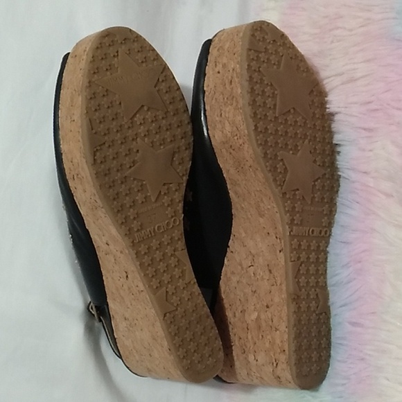 SALE! Authentic Jimmy Choo Star Studded Wedge Sandals Sz.7 or 37 Worn 1X - Picture 11 of 16